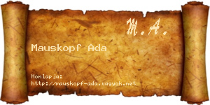 Mauskopf Ada névjegykártya